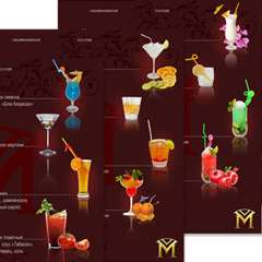 Дизайн меню напитков для казино Мэри