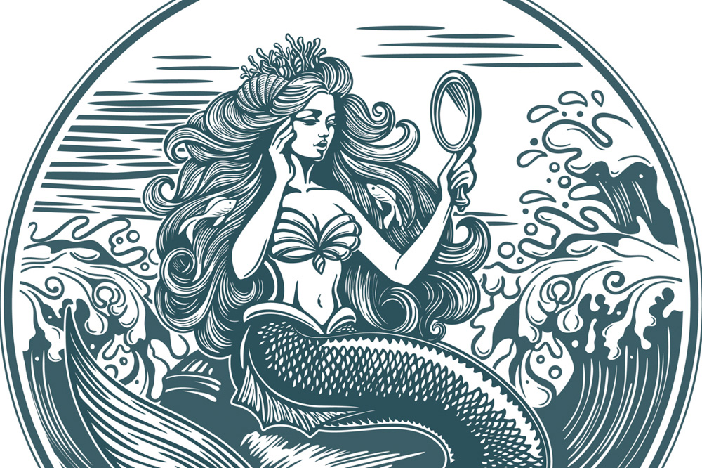 Logo Mermaid with Mirror