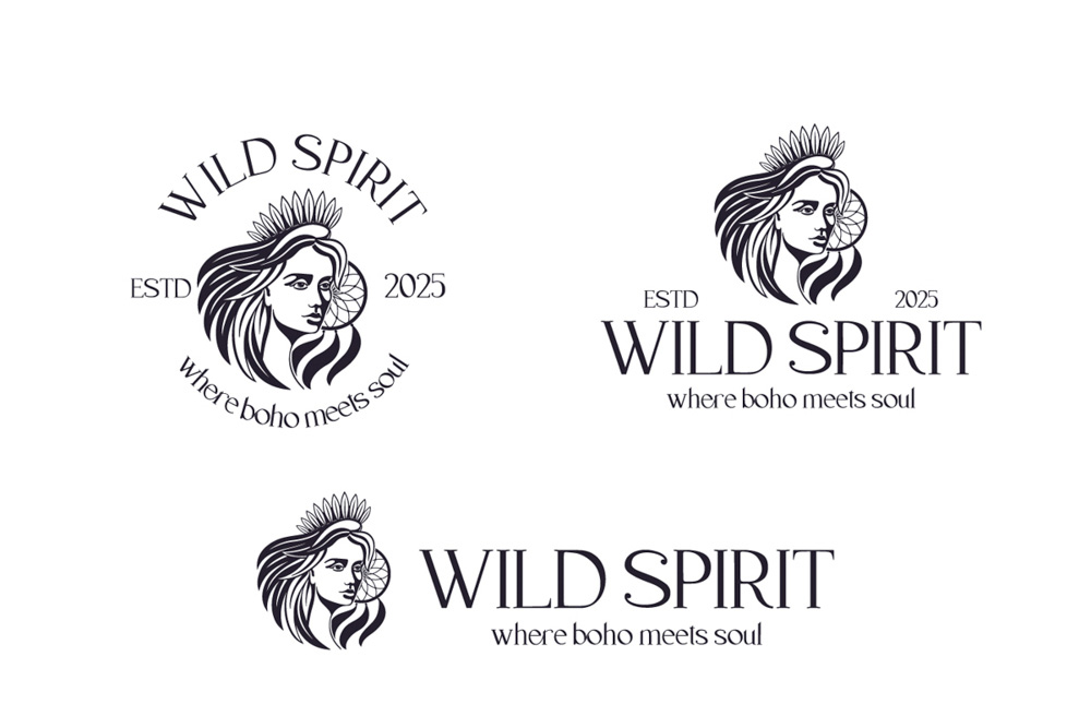 women logo in boho style