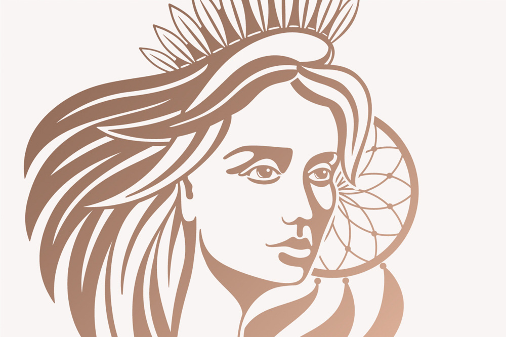 women logo in boho style