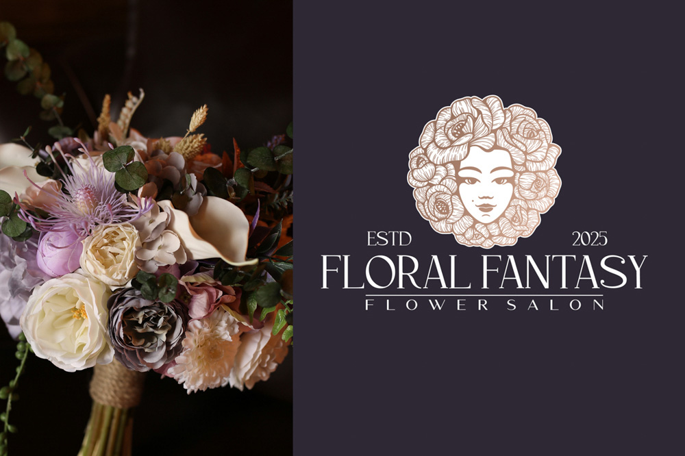 Floral Fantasy logo with a girl in flowers