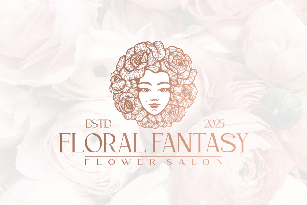 Floral Fantasy logo with a girl in flowers