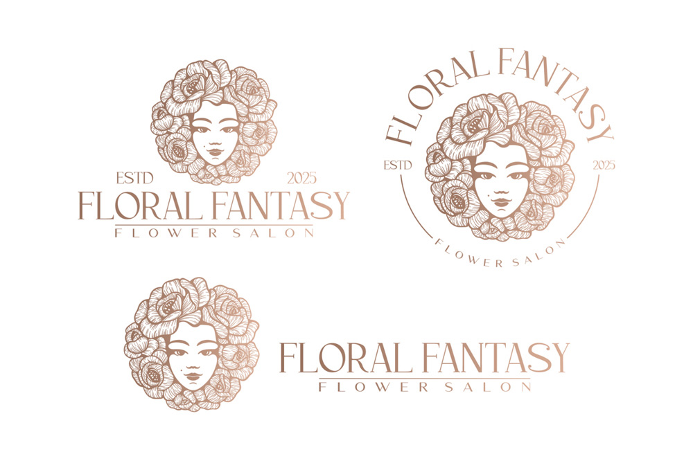 Floral Fantasy logo with a girl in flowers