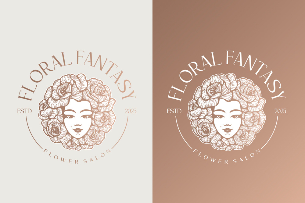 Floral Fantasy logo with a girl in flowers