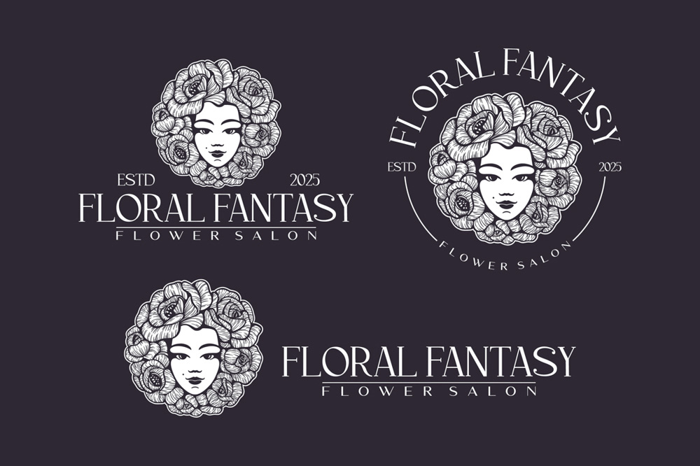 Floral Fantasy logo with a girl in flowers