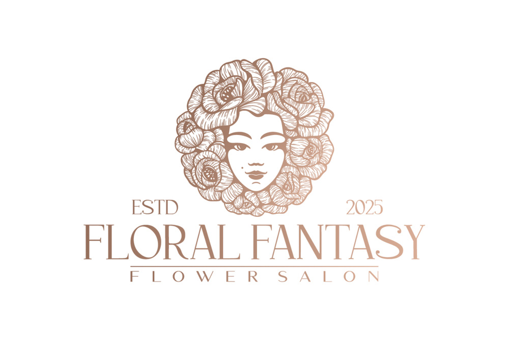 Floral Fantasy logo with a girl in flowers