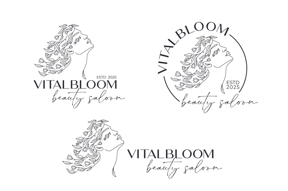 logo line woman flowers